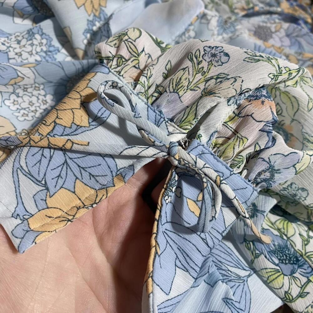 J. Crew Floral Long Sleeve Swing Dress Blue Floral Excellent Like New 6 - Picture 4 of 6